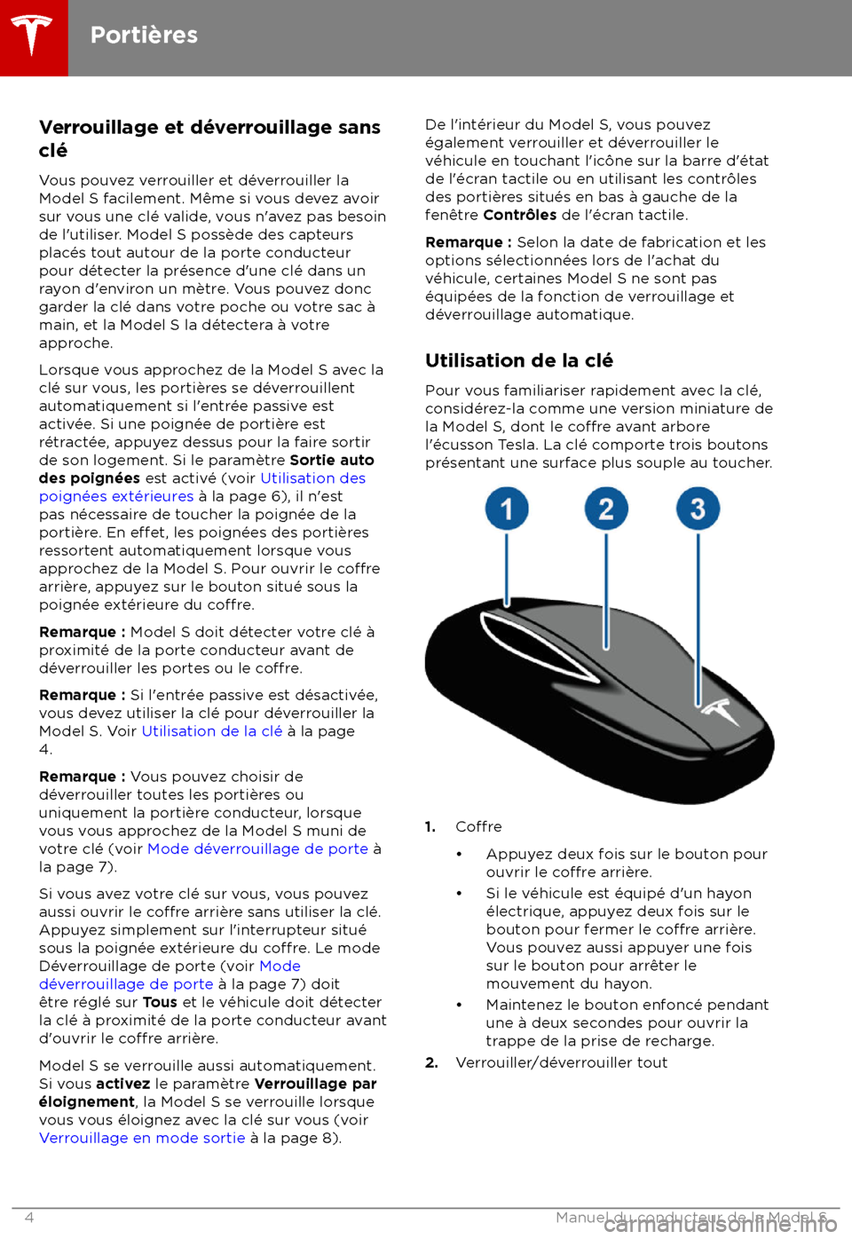 TESLA MODEL S 2018  Manuel du propriétaire (in French) Verrouillage et d
