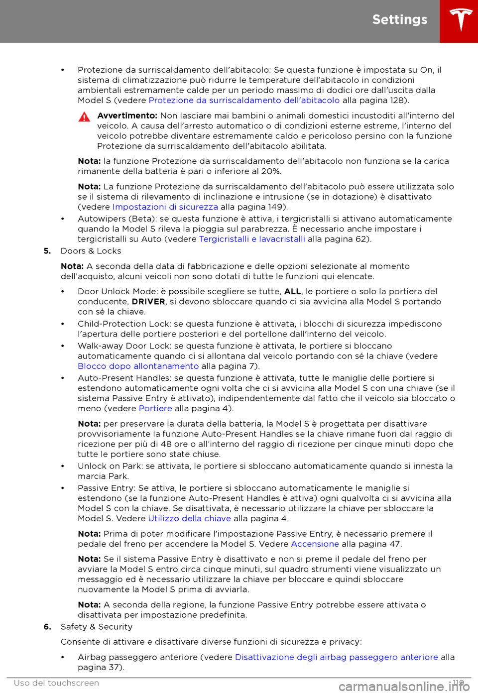 TESLA MODEL S 2018 Manuale del proprietario (in Italian) TESLA MODEL S 2018 Manuale del proprietario (in Italian)