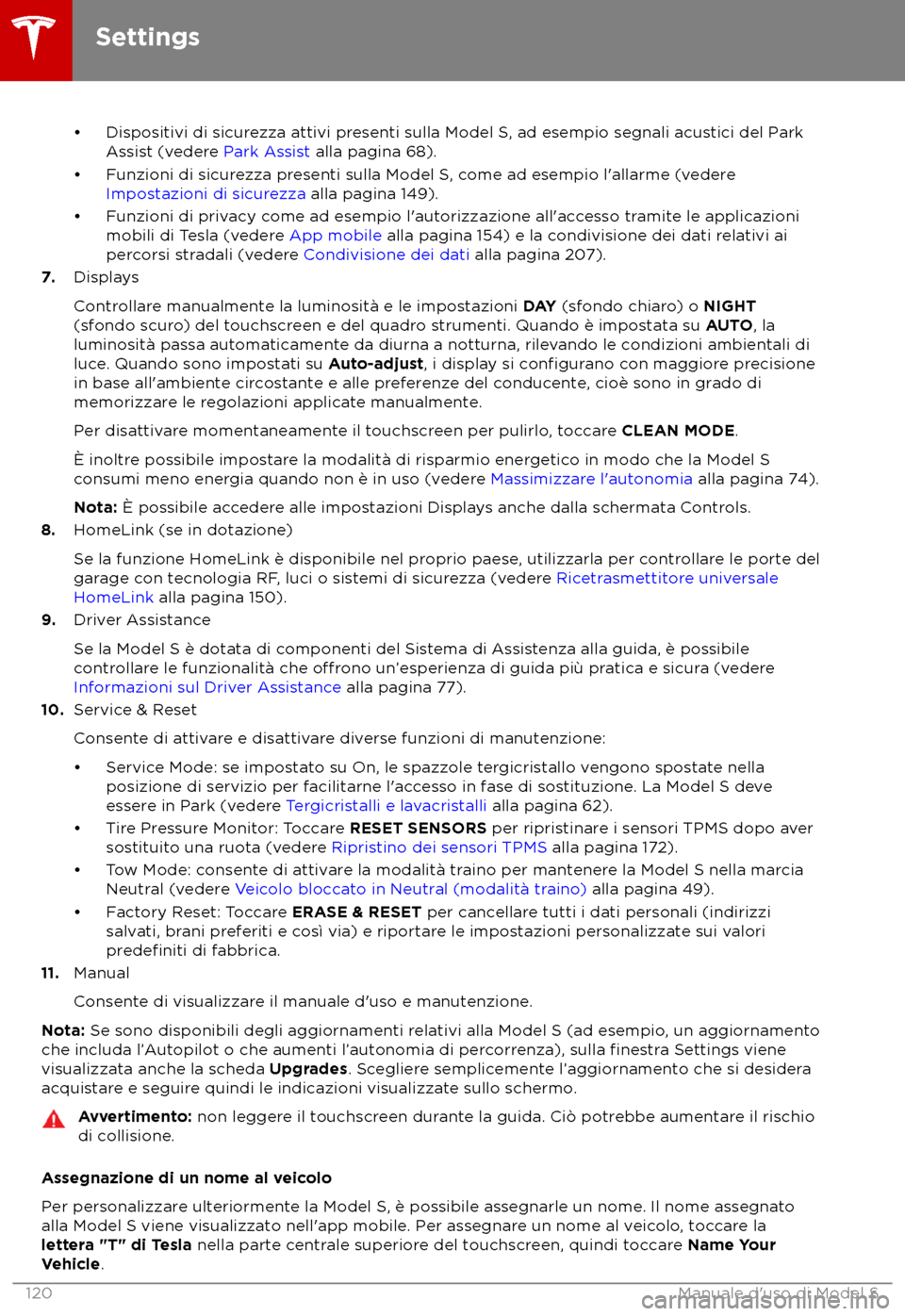 TESLA MODEL S 2018 Manuale del proprietario (in Italian) TESLA MODEL S 2018 Manuale del proprietario (in Italian)