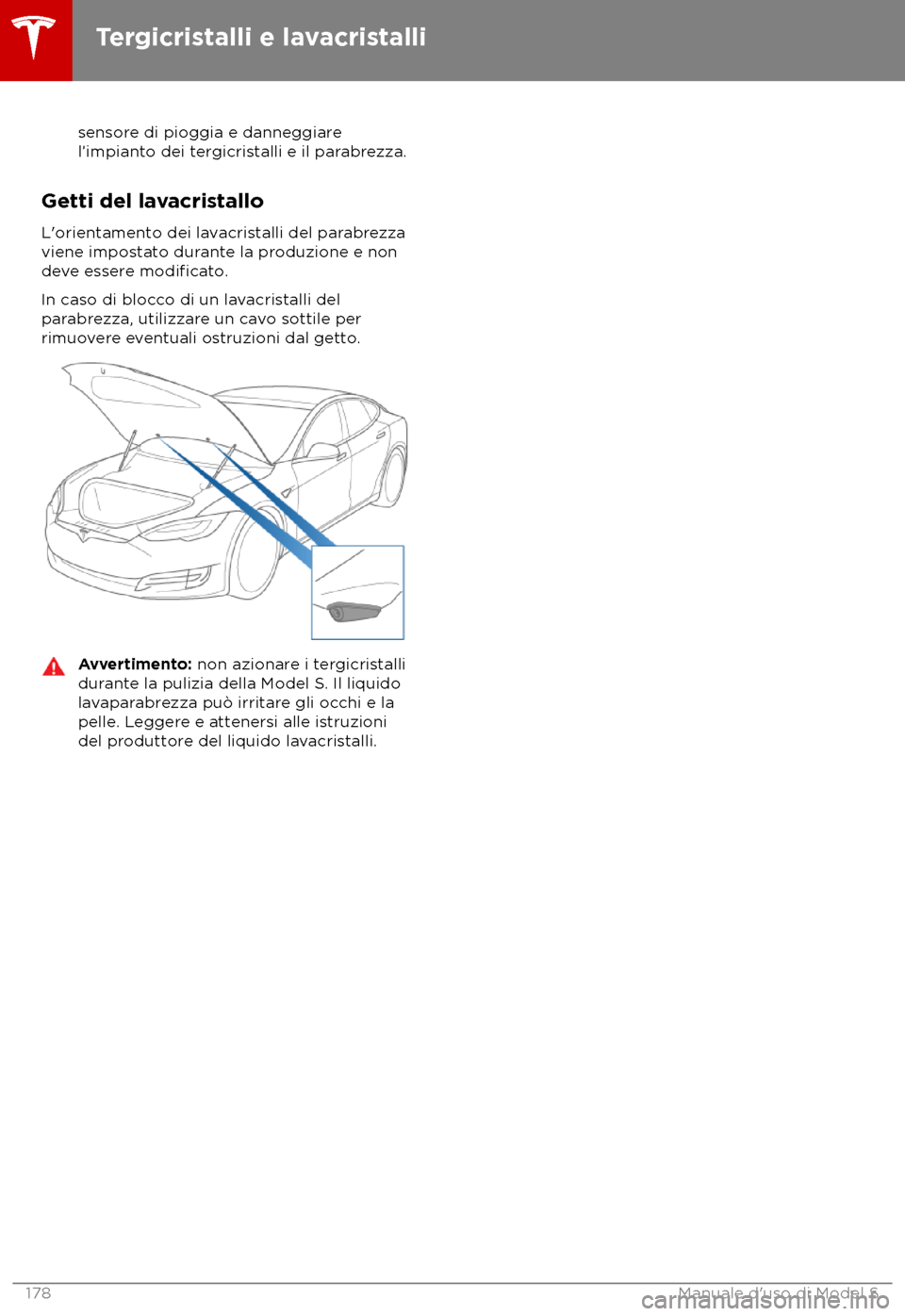 TESLA MODEL S 2018  Manuale del proprietario (in Italian) sensore di pioggia e danneggiare
l