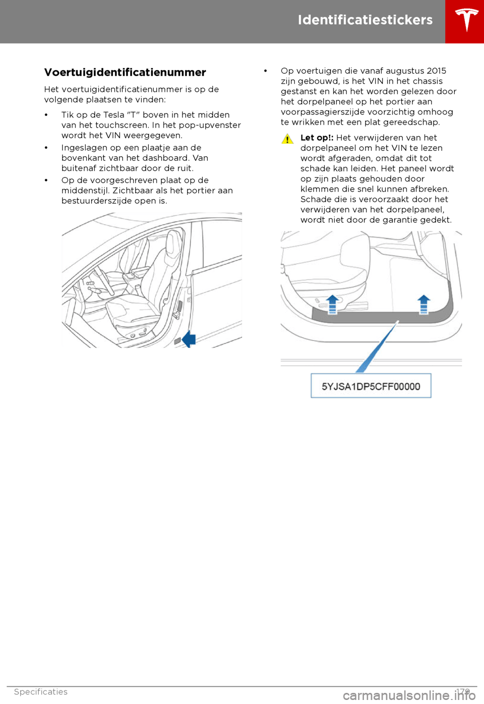 TESLA MODEL S 2018 Handleiding (in Dutch) Voertuigidenti TESLA MODEL S 2018 Handleiding (in Dutch) Voertuigidenti