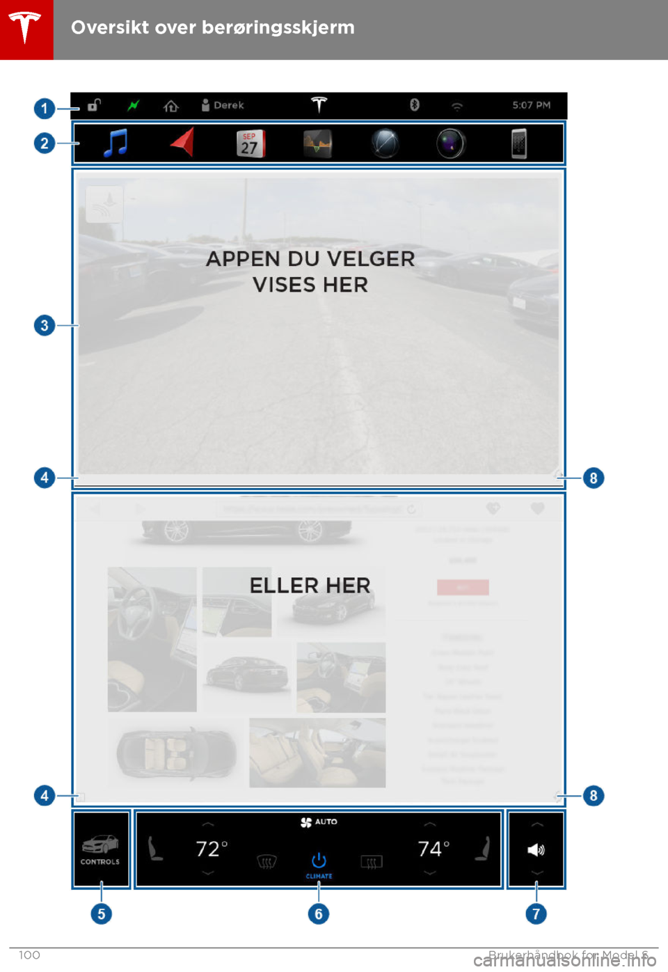 TESLA MODEL S 2018  Brukerhåndbok (in Norwegian) Oversikt over ber