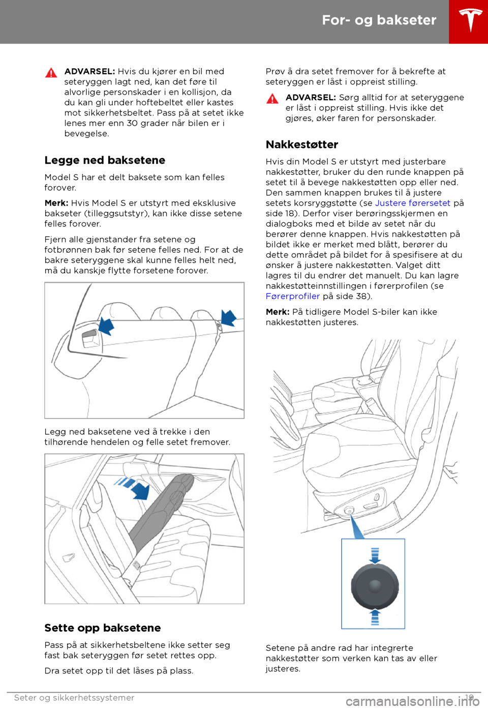 TESLA MODEL S 2018  Brukerhåndbok (in Norwegian) ADVARSEL: Hvis du kj