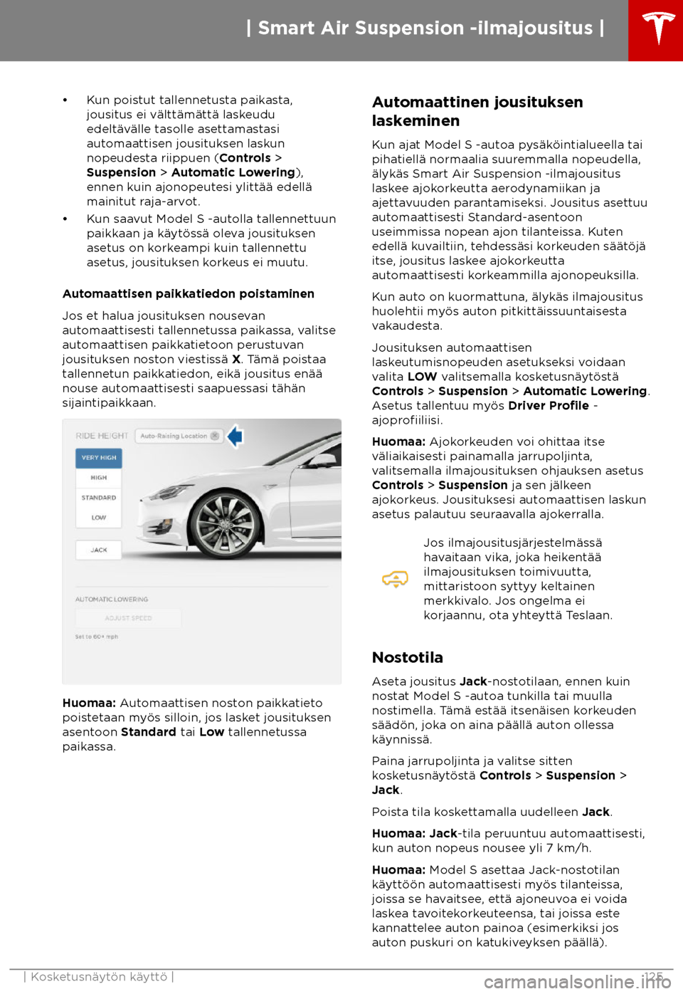 TESLA MODEL S 2018  Omistajan käsikirja (in Finnish)  