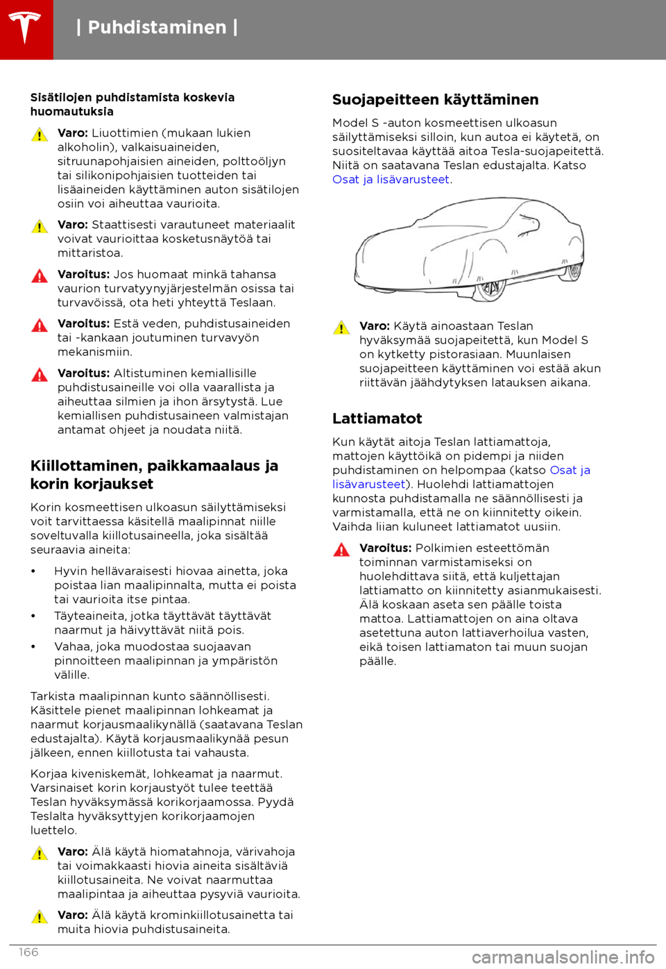 TESLA MODEL S 2018  Omistajan käsikirja (in Finnish)  Sis