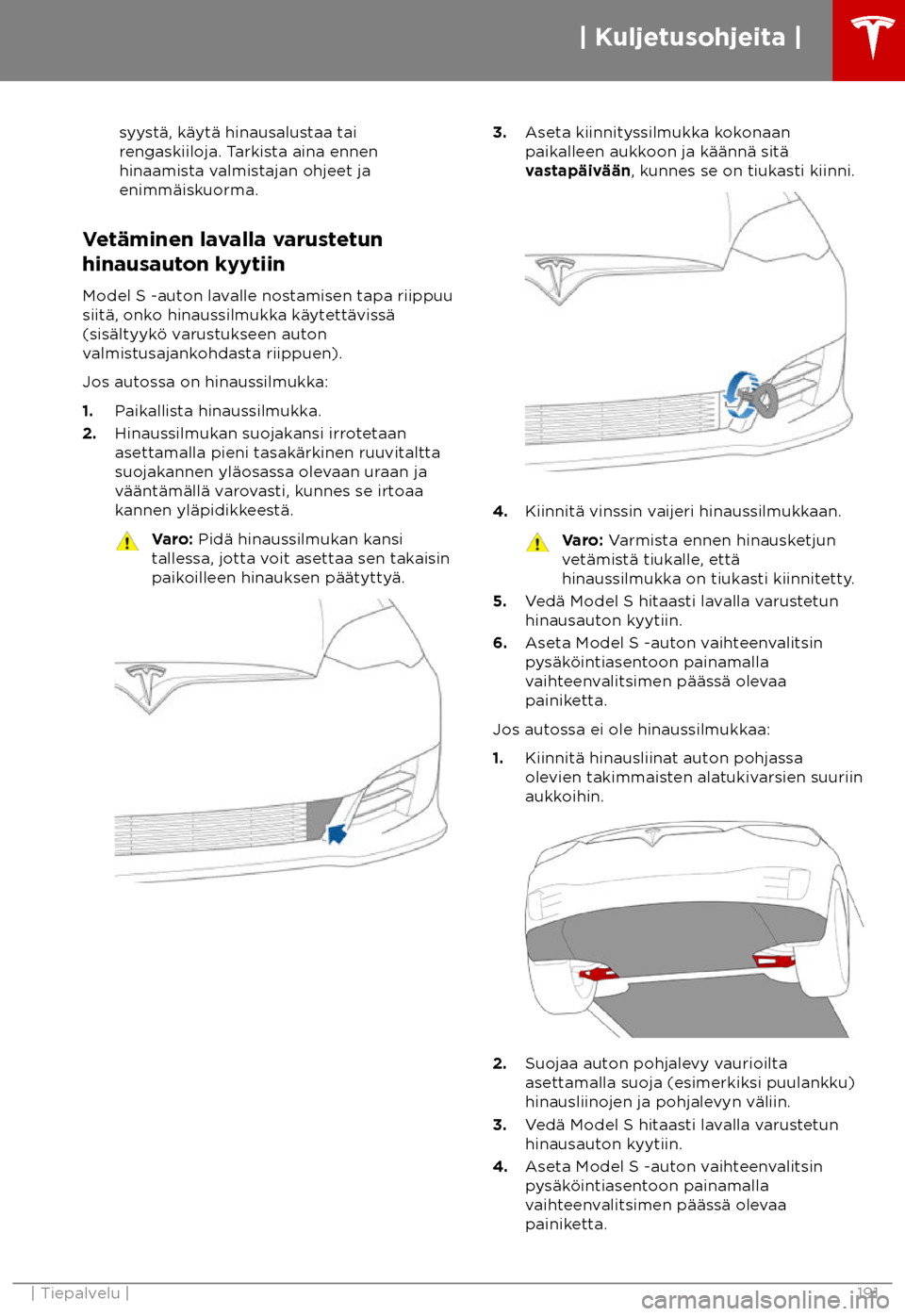 TESLA MODEL S 2018  Omistajan käsikirja (in Finnish)  syyst