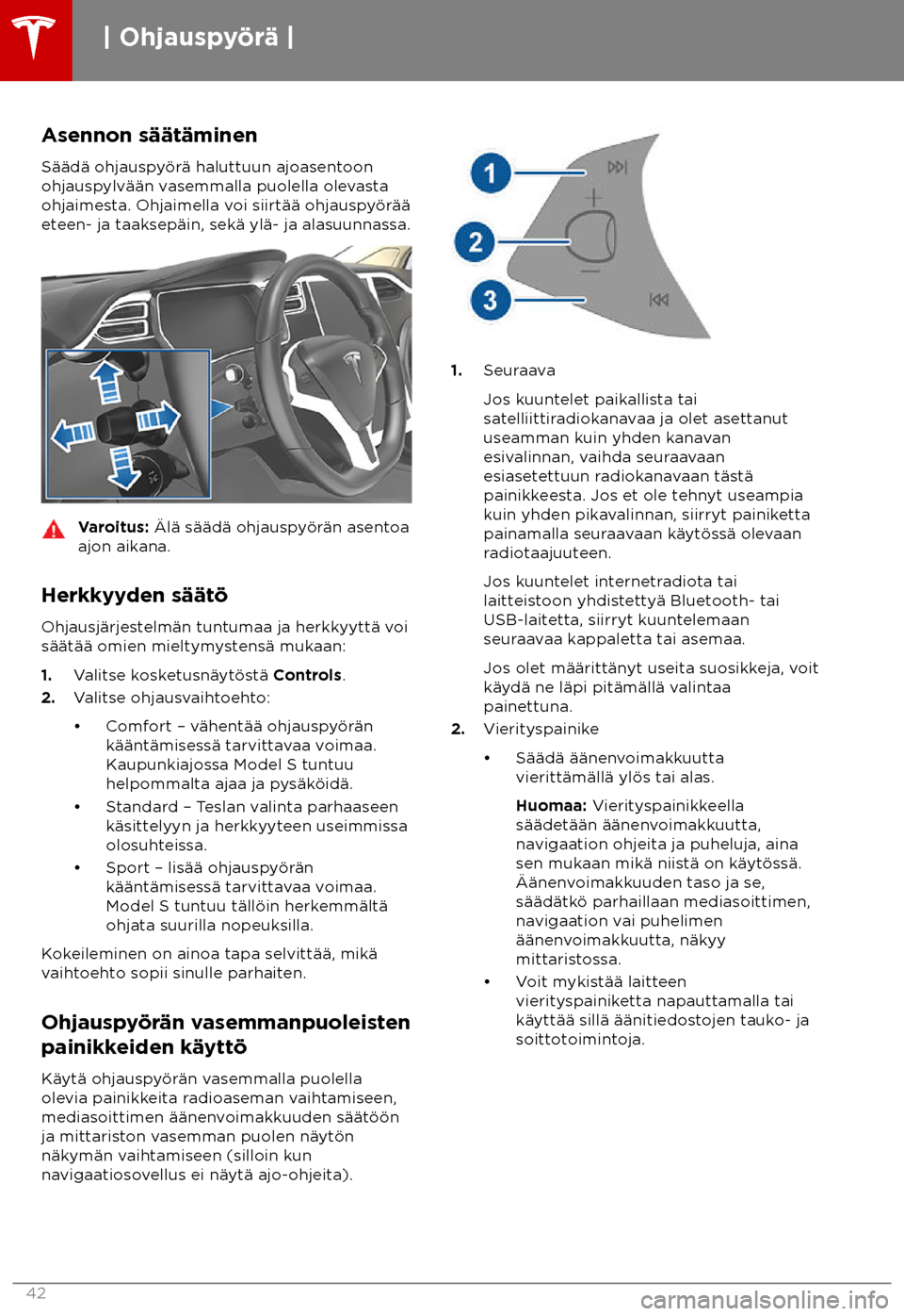 TESLA MODEL S 2018  Omistajan käsikirja (in Finnish)  Asennon s