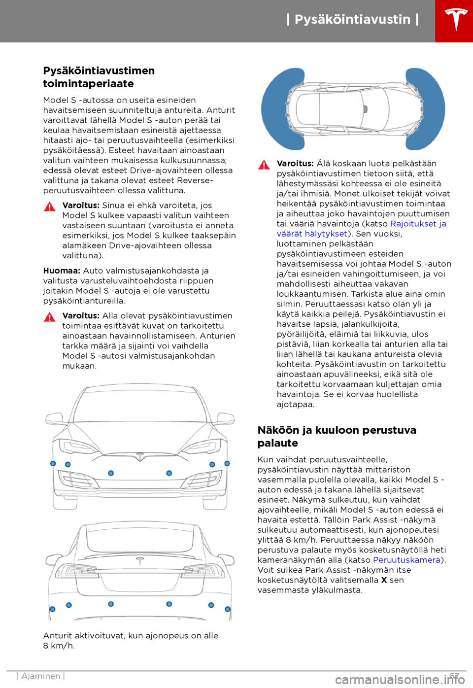 TESLA MODEL S 2018  Omistajan käsikirja (in Finnish)  Pys
