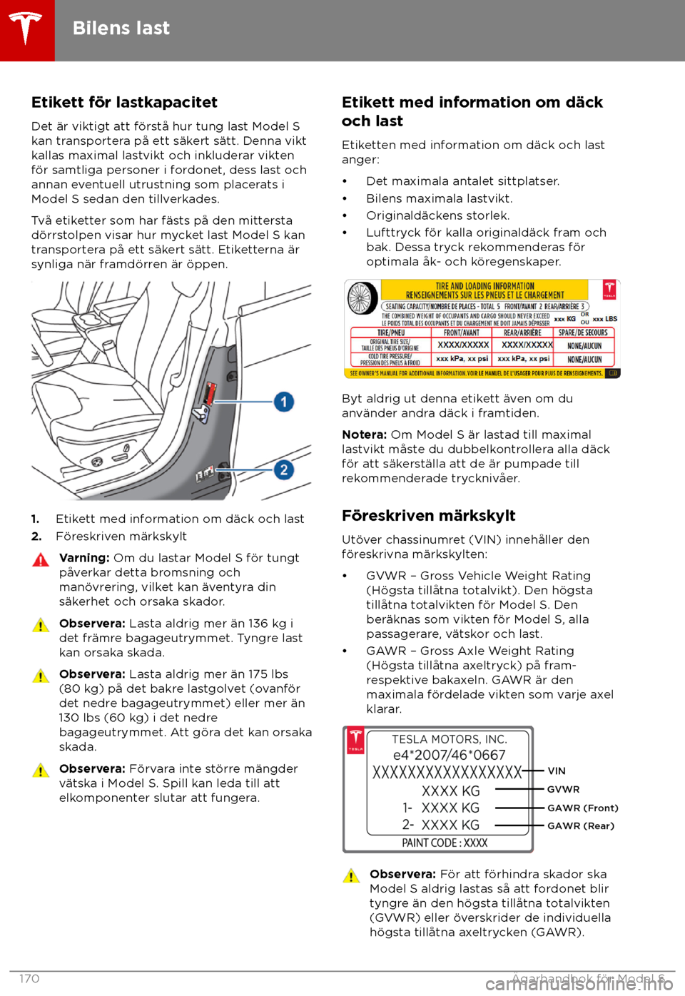 TESLA MODEL S 2018 Ägarmanual (in Swedish) Etikett f TESLA MODEL S 2018 Ägarmanual (in Swedish) Etikett f