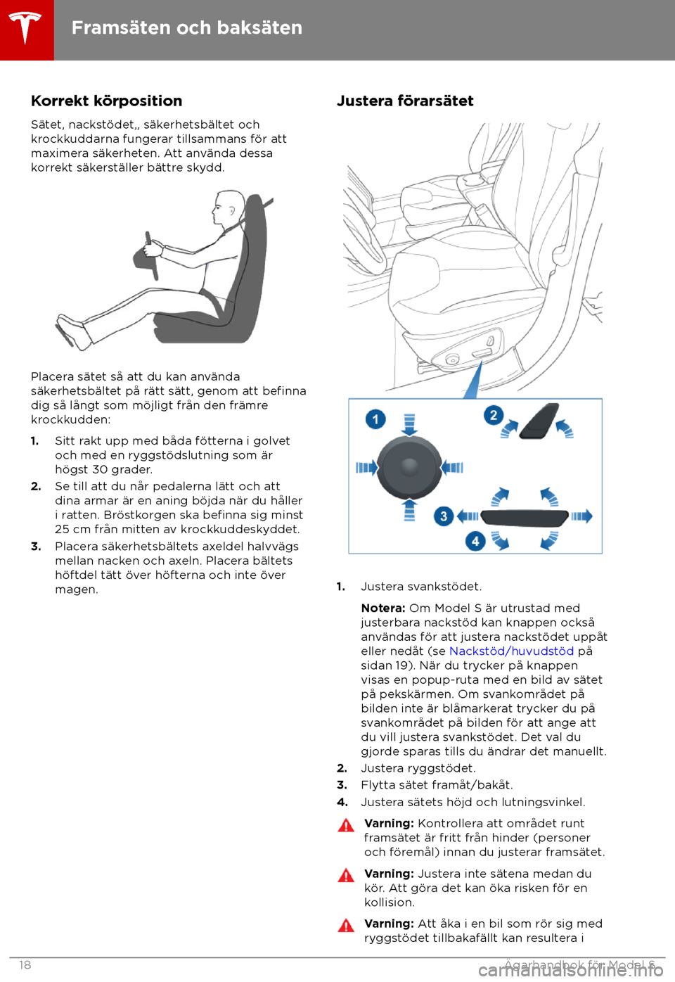 TESLA MODEL S 2018  Ägarmanual (in Swedish) Korrekt k