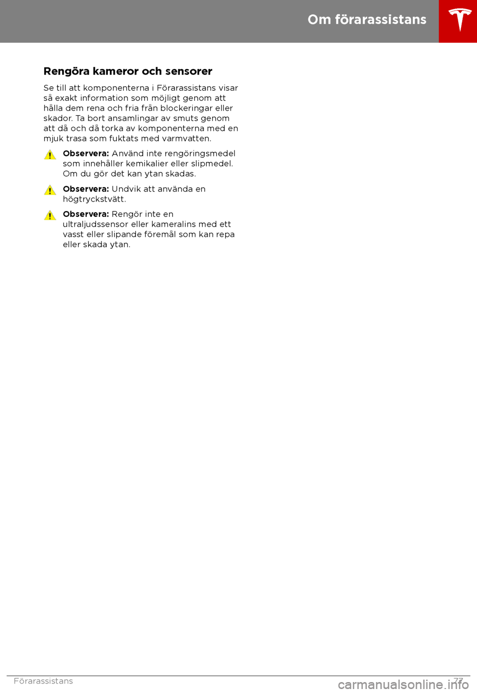 TESLA MODEL S 2018 Ägarmanual (in Swedish) Reng TESLA MODEL S 2018 Ägarmanual (in Swedish) Reng