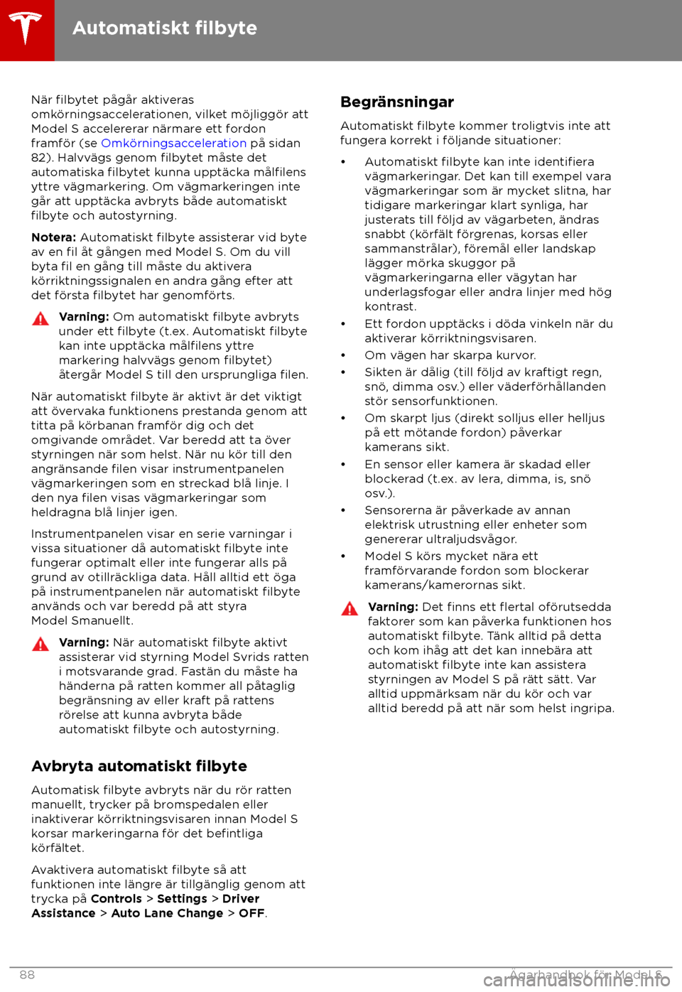 TESLA MODEL S 2018 Ägarmanual (in Swedish) N TESLA MODEL S 2018 Ägarmanual (in Swedish) N