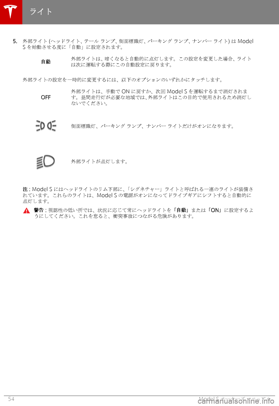 TESLA MODEL S 2018  取扱説明書 (in Japanese) �5�.
