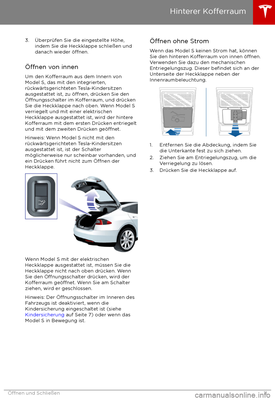 TESLA MODEL S 2017 Betriebsanleitung (in German) 3. TESLA MODEL S 2017 Betriebsanleitung (in German) 3.