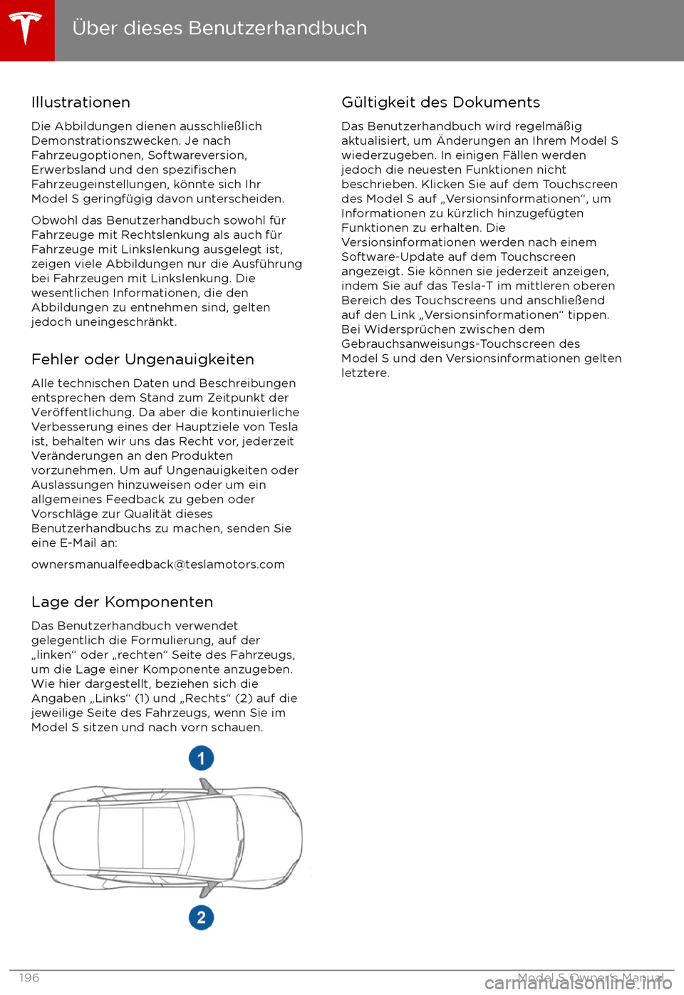 TESLA MODEL S 2017 Betriebsanleitung (in German) IllustrationenDie Abbildungen dienen ausschlie TESLA MODEL S 2017 Betriebsanleitung (in German) IllustrationenDie Abbildungen dienen ausschlie