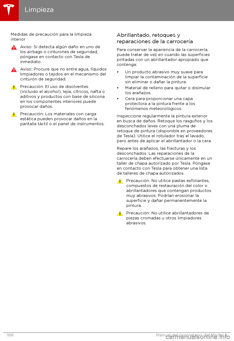 TESLA MODEL S 2017  Manual del propietario (in Spanish) Medidas de precauci