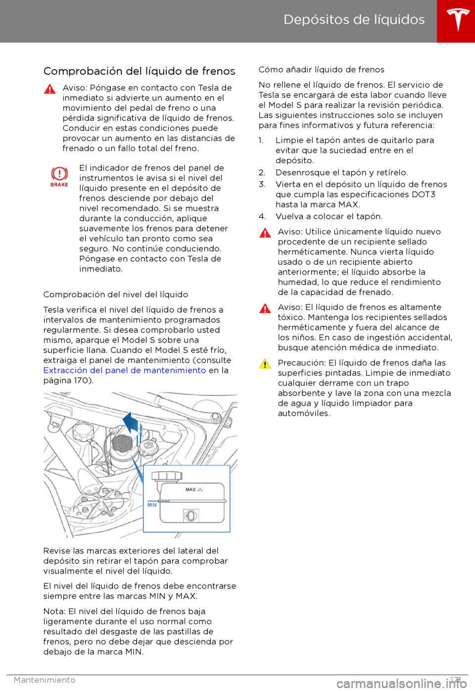 TESLA MODEL S 2017 Manual del propietario (in Spanish) Comprobaci TESLA MODEL S 2017 Manual del propietario (in Spanish) Comprobaci