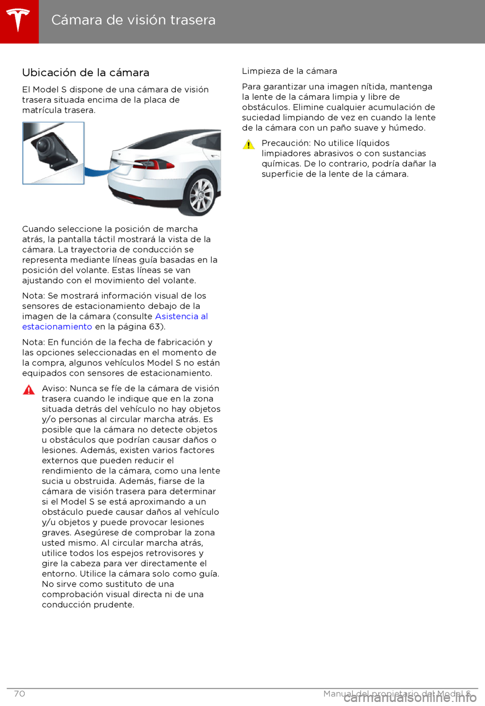 TESLA MODEL S 2017 Manual del propietario (in Spanish) Ubicaci TESLA MODEL S 2017 Manual del propietario (in Spanish) Ubicaci