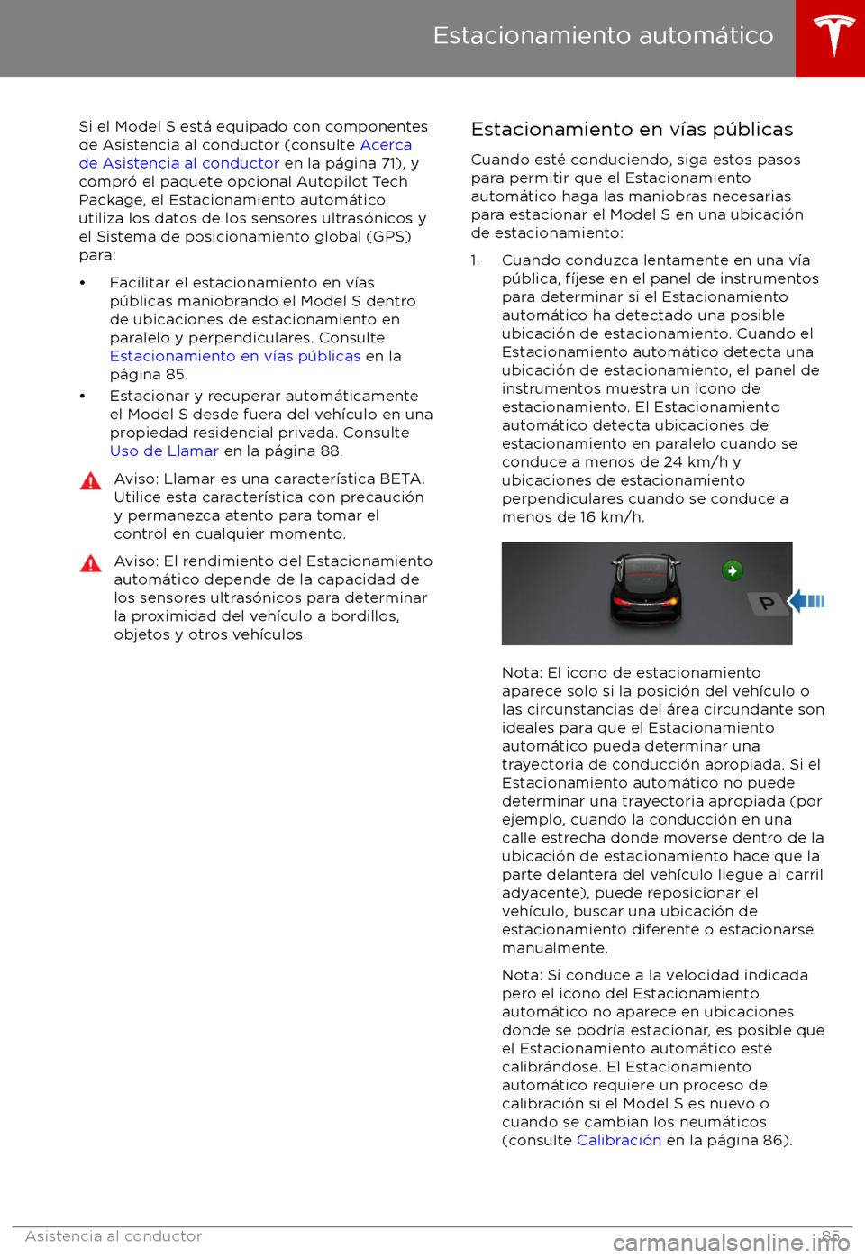 TESLA MODEL S 2017 Manual del propietario (in Spanish) Si el Model S est TESLA MODEL S 2017 Manual del propietario (in Spanish) Si el Model S est