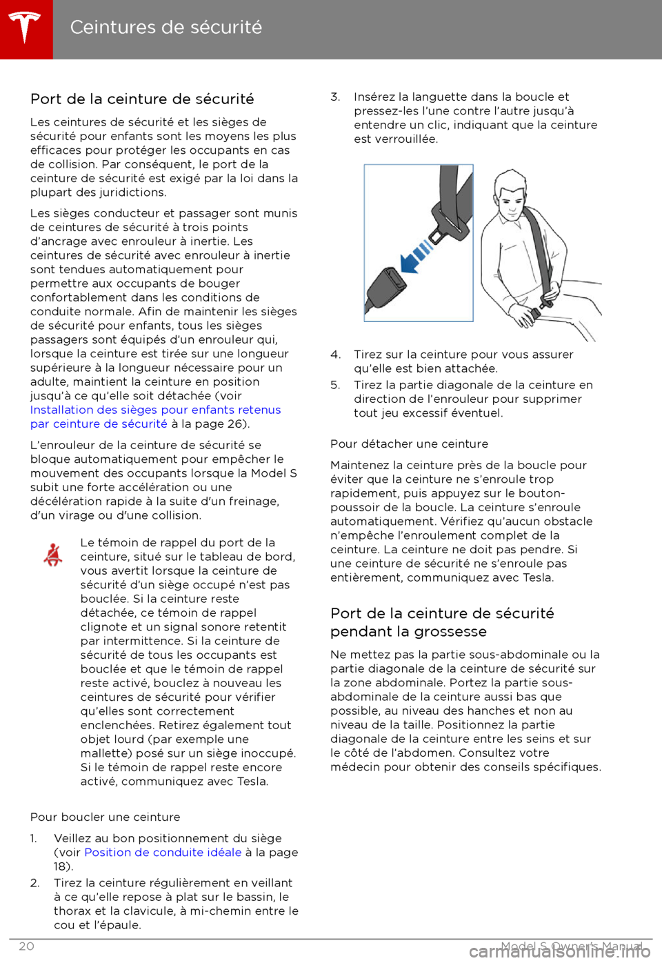 TESLA MODEL S 2017  Manuel du propriétaire (Canada) (in French) Port de la ceinture de s