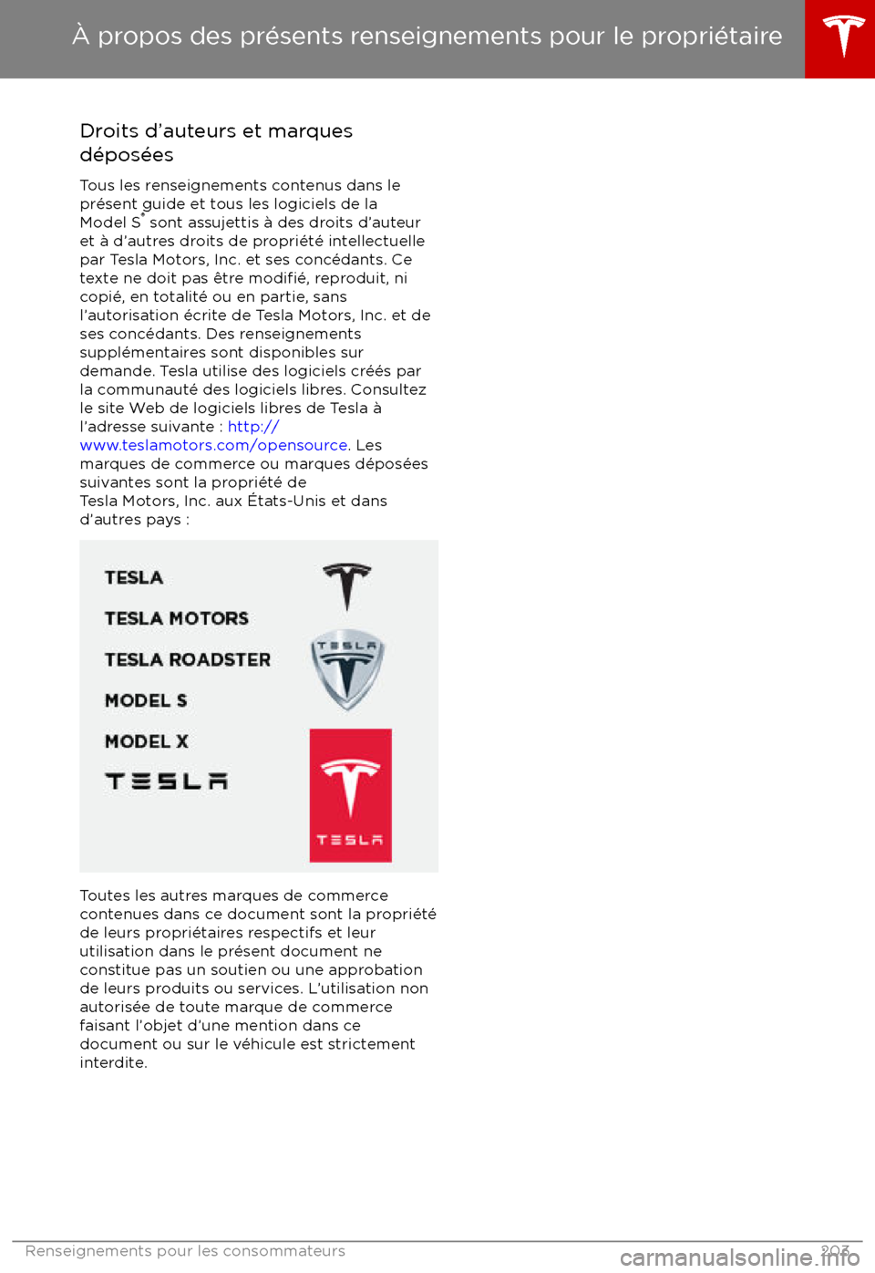 TESLA MODEL S 2017 Manuel du propriétaire (Canada) (in French) Droits d TESLA MODEL S 2017 Manuel du propriétaire (Canada) (in French) Droits d