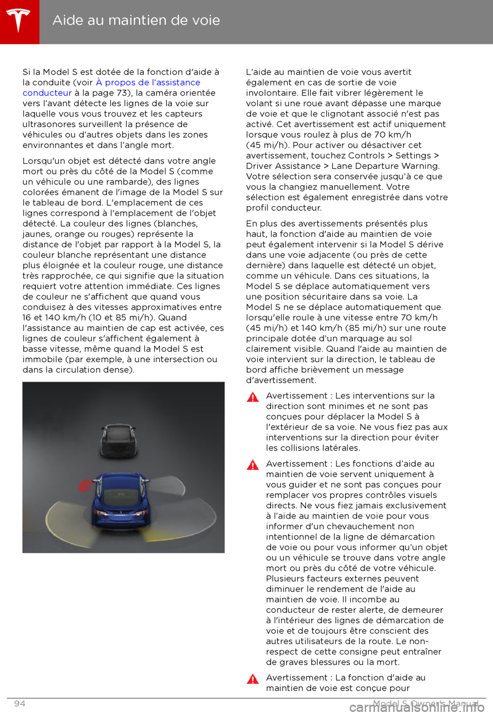 TESLA MODEL S 2017 Manuel du propriétaire (Canada) (in French) Si la Model S est dot TESLA MODEL S 2017 Manuel du propriétaire (Canada) (in French) Si la Model S est dot