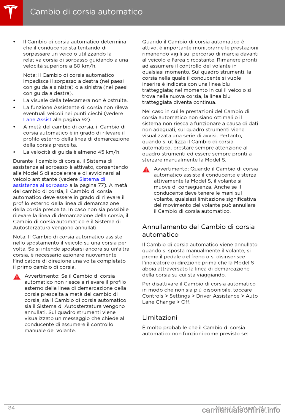 TESLA MODEL S 2017 Manuale del proprietario (in Italian) TESLA MODEL S 2017 Manuale del proprietario (in Italian)