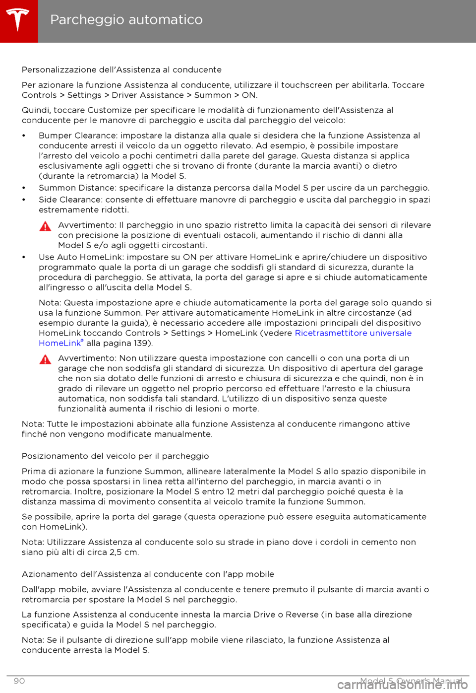TESLA MODEL S 2017 Manuale del proprietario (in Italian) Personalizzazione dell TESLA MODEL S 2017 Manuale del proprietario (in Italian) Personalizzazione dell