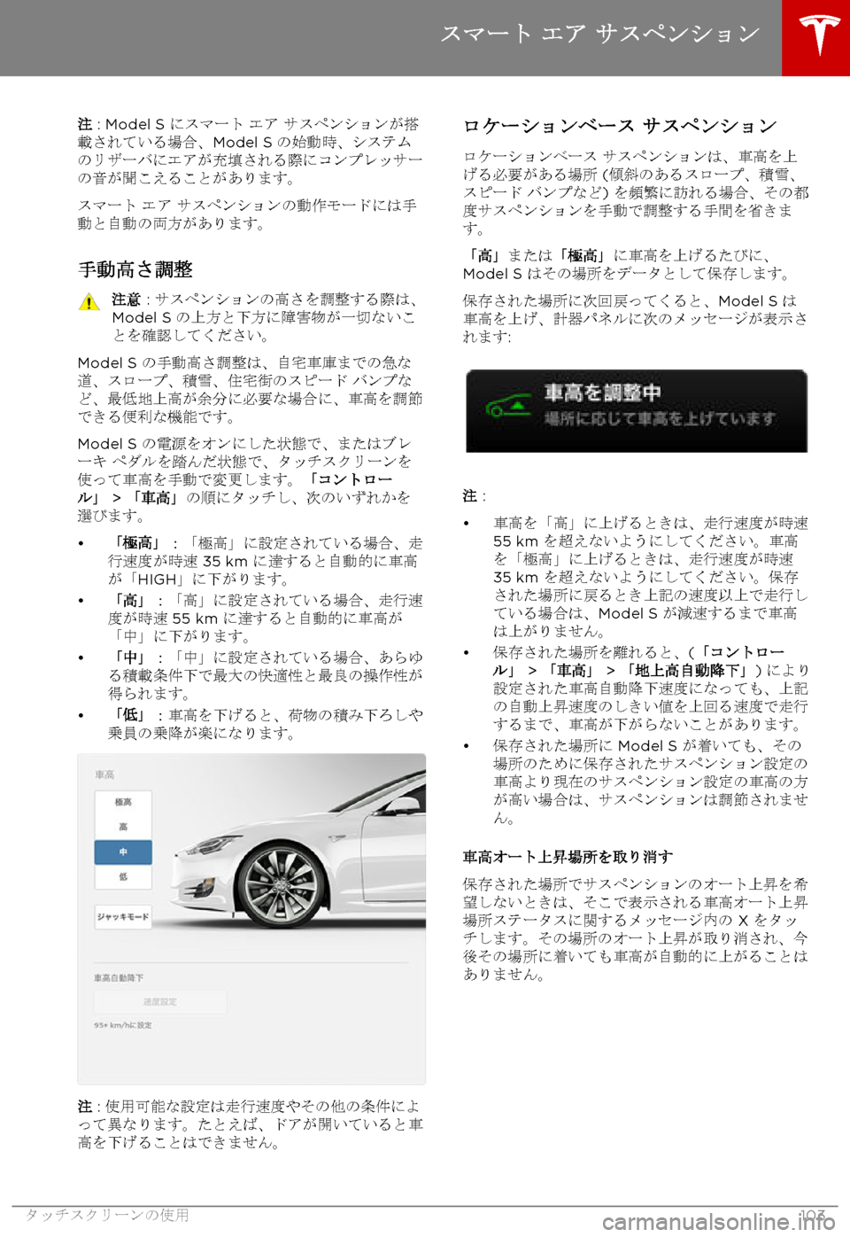 TESLA MODEL S 2017  取扱説明書 (in Japanese) @ : Model S  _
