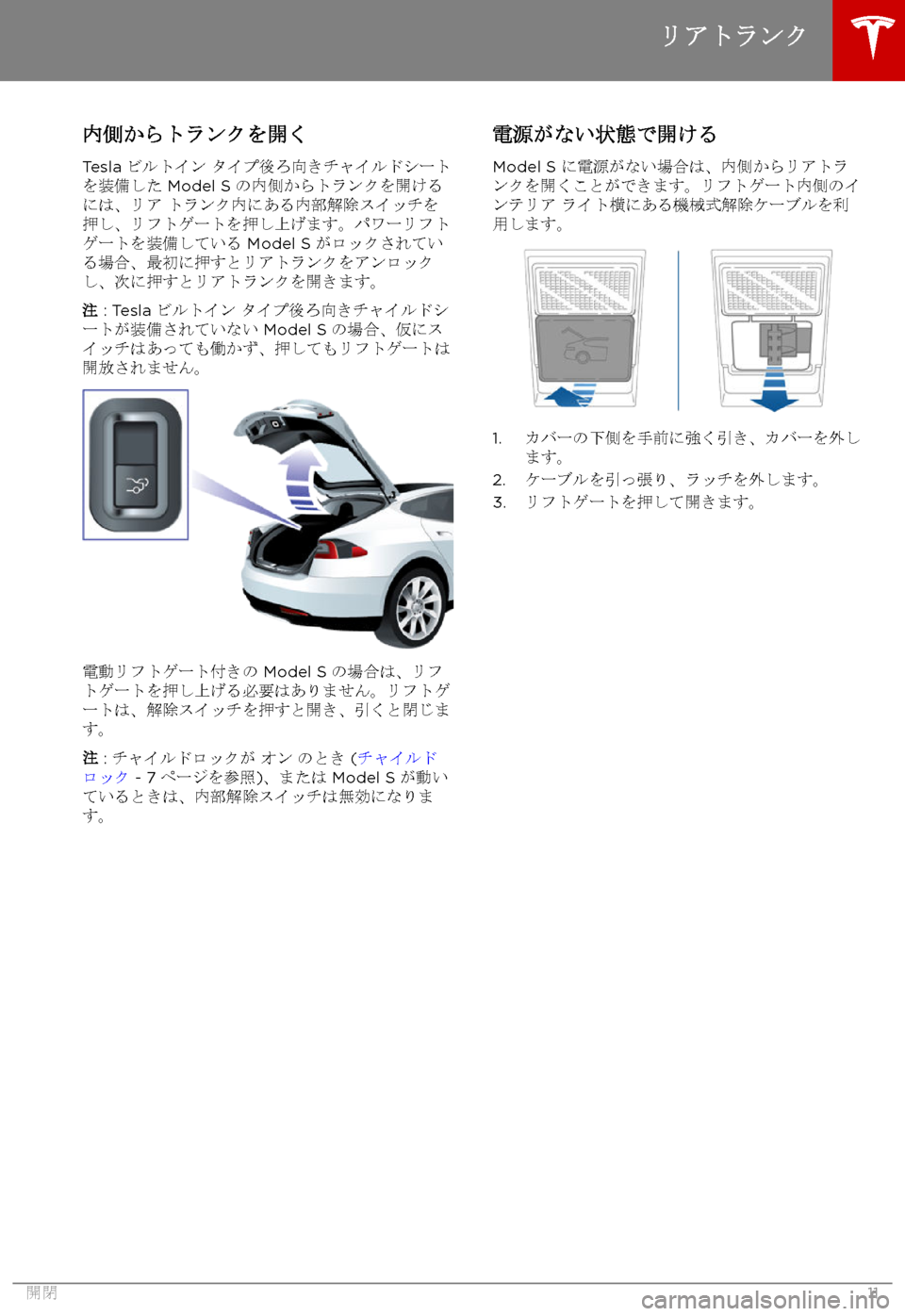 TESLA MODEL S 2017  取扱説明書 (in Japanese) 
