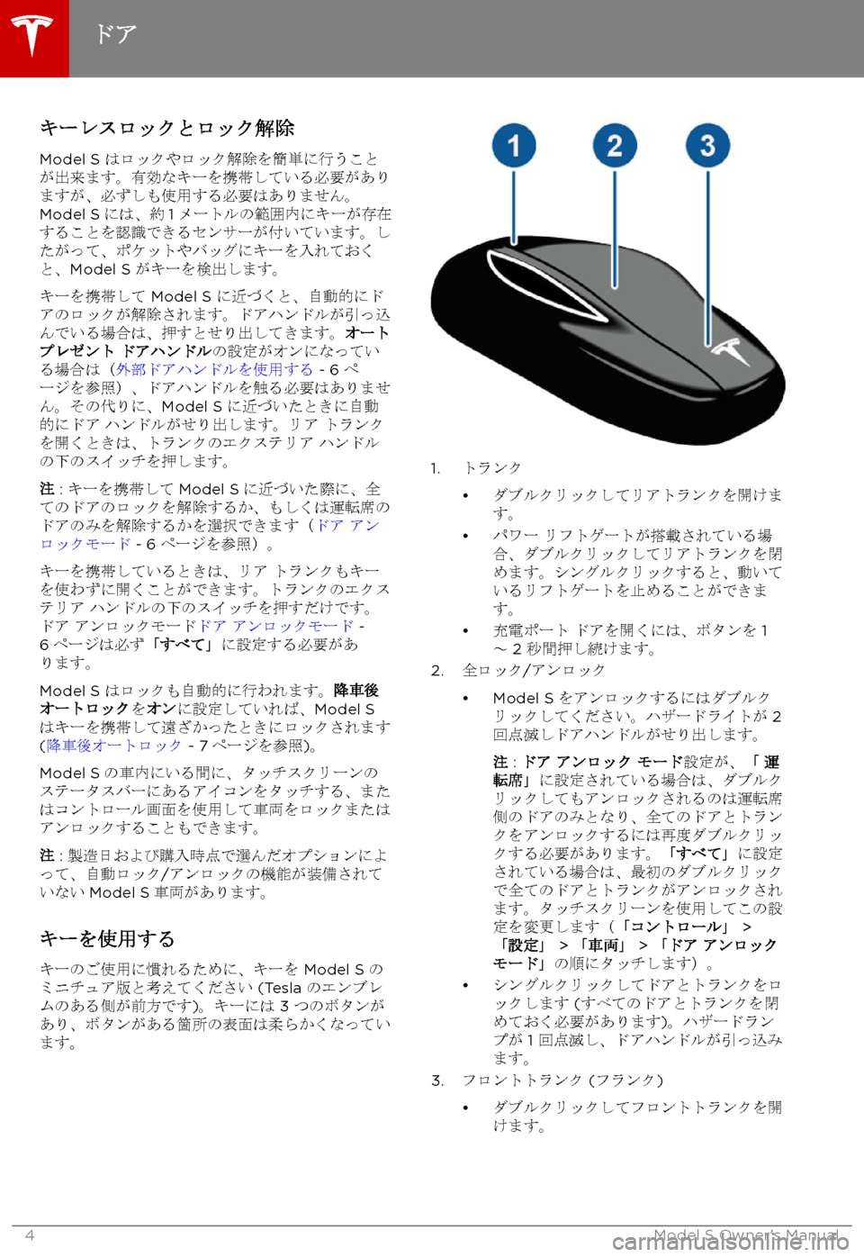 TESLA MODEL S 2017  取扱説明書 (in Japanese) 