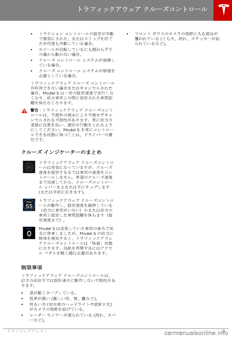 TESLA MODEL S 2017  取扱説明書 (in Japanese) 