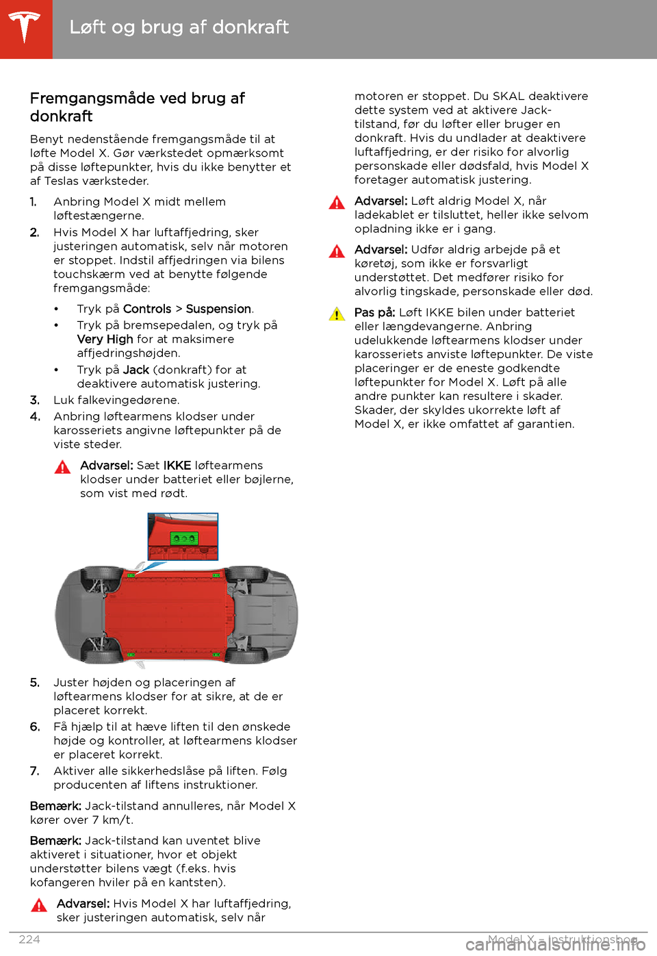 TESLA MODEL X 2020 Instruktionsbog (in Danish) L TESLA MODEL X 2020 Instruktionsbog (in Danish) L