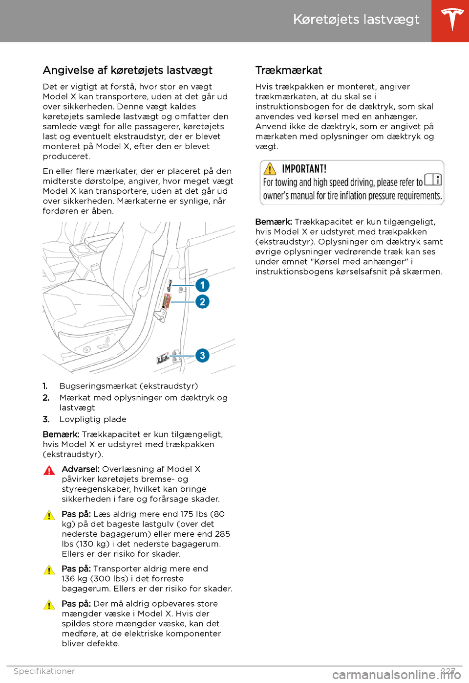 TESLA MODEL X 2020 Instruktionsbog (in Danish) K TESLA MODEL X 2020 Instruktionsbog (in Danish) K