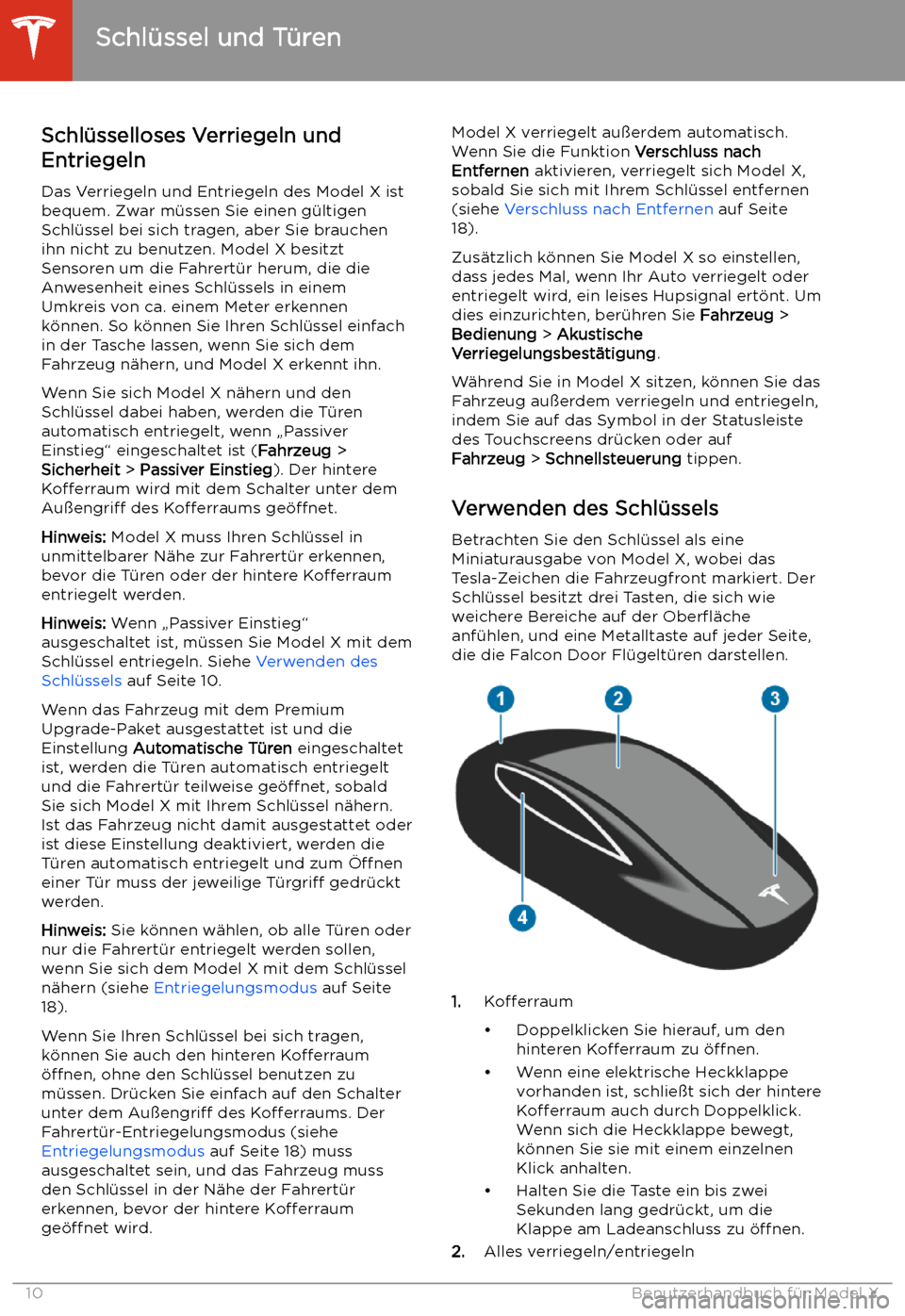 TESLA MODEL X 2020 Betriebsanleitung (in German) TESLA MODEL X 2020 Betriebsanleitung (in German)