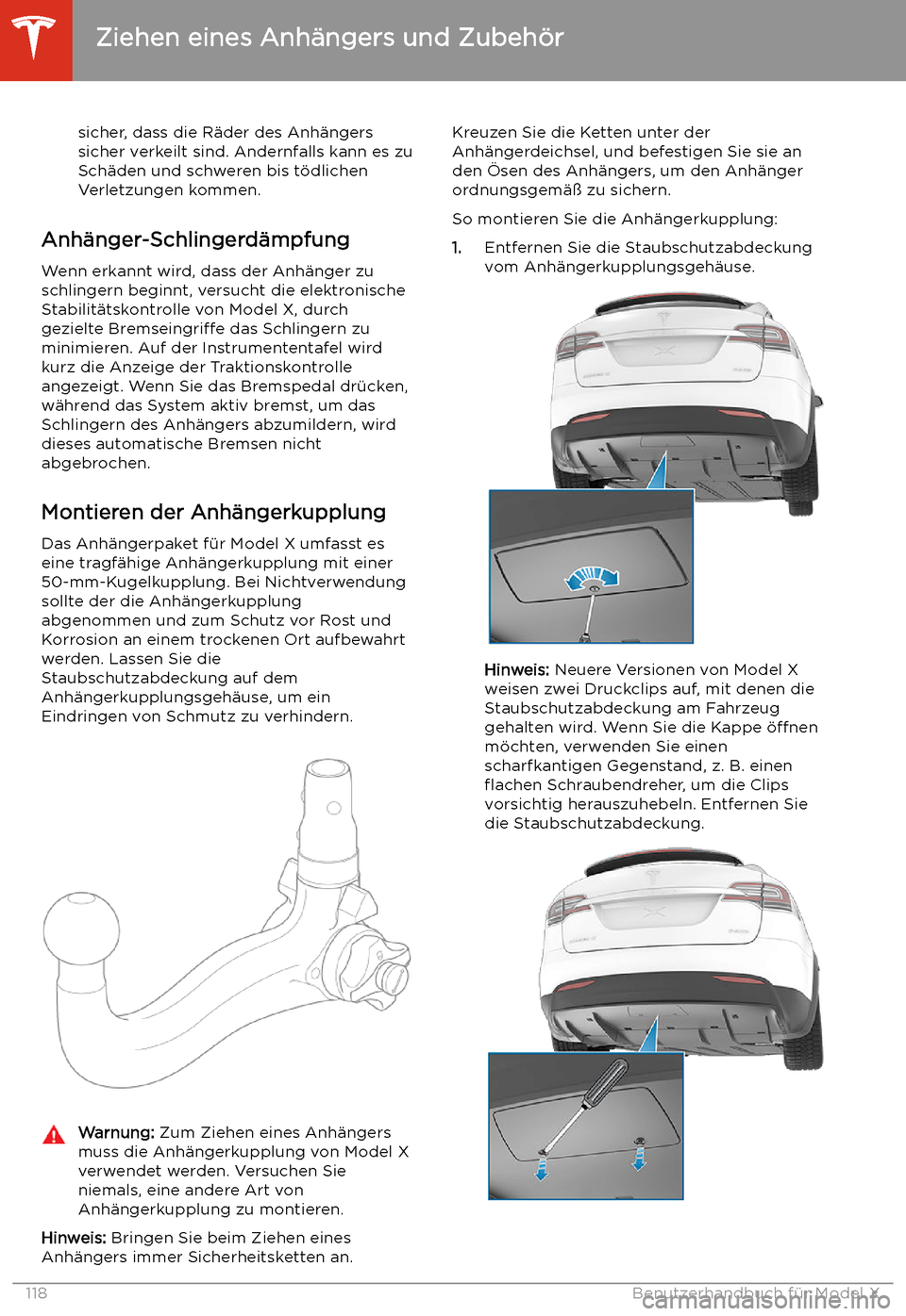 TESLA MODEL X 2020  Betriebsanleitung (in German) sicher, dass die R