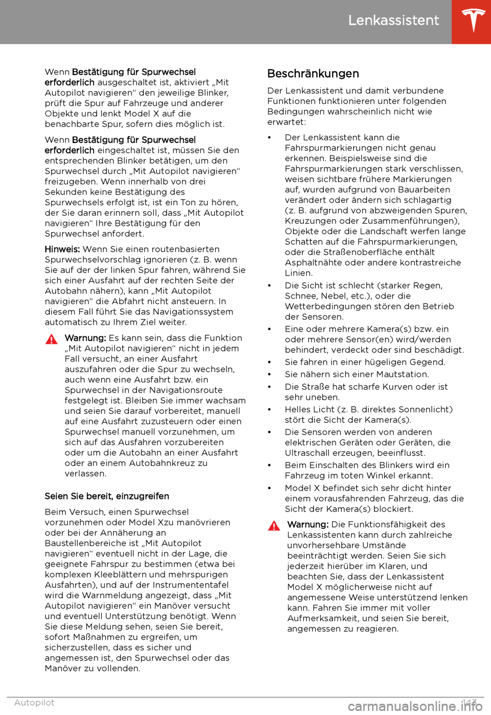 TESLA MODEL X 2020 Betriebsanleitung (in German) Wenn Best TESLA MODEL X 2020 Betriebsanleitung (in German) Wenn Best