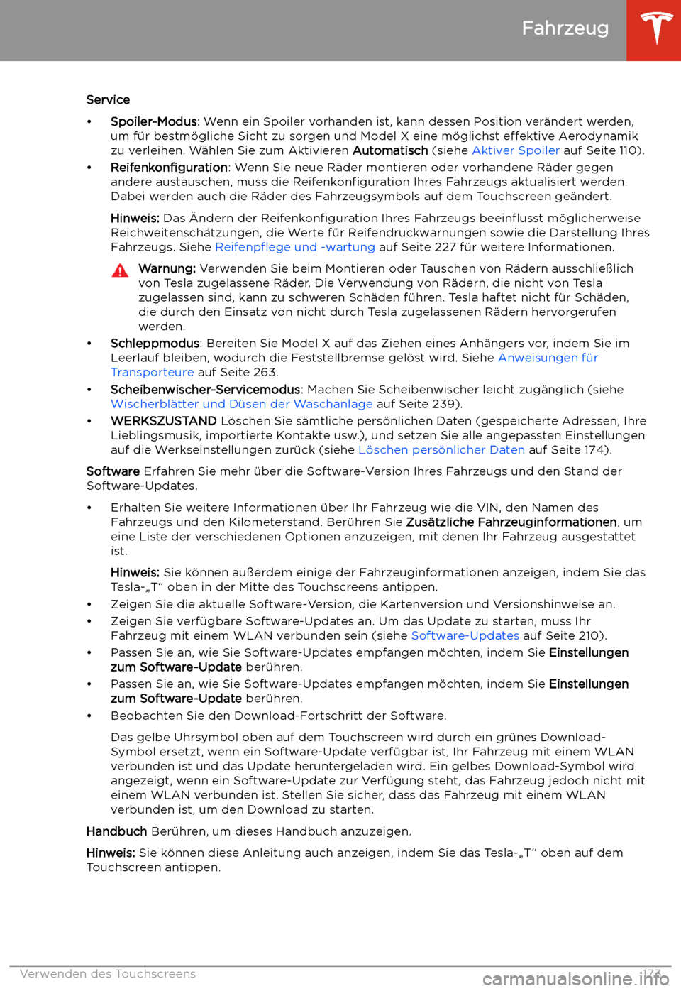 TESLA MODEL X 2020 Betriebsanleitung (in German) Service
TESLA MODEL X 2020 Betriebsanleitung (in German) Service