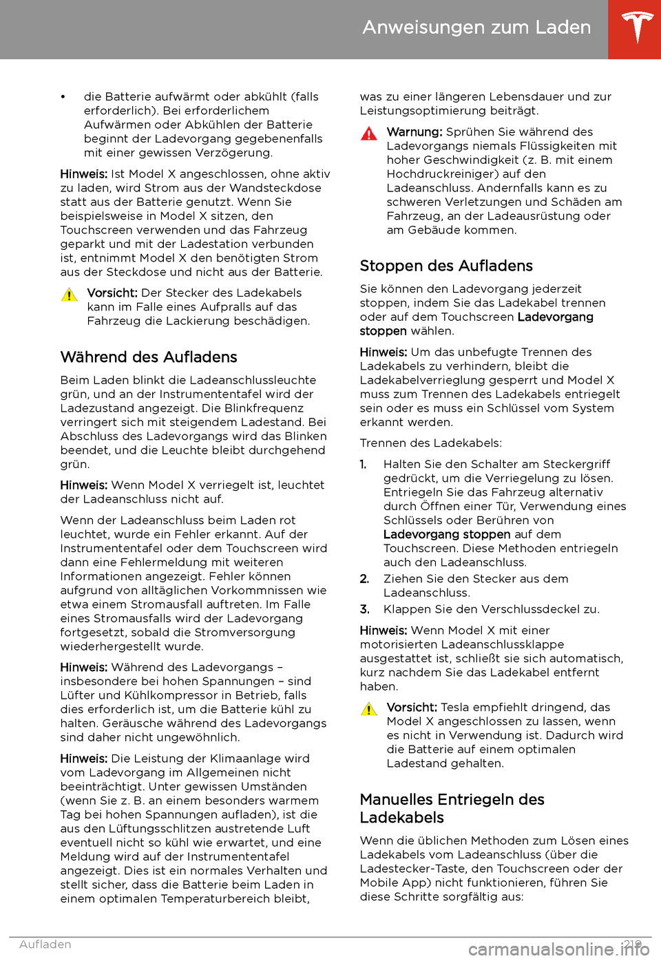 TESLA MODEL X 2020 Betriebsanleitung (in German) TESLA MODEL X 2020 Betriebsanleitung (in German)