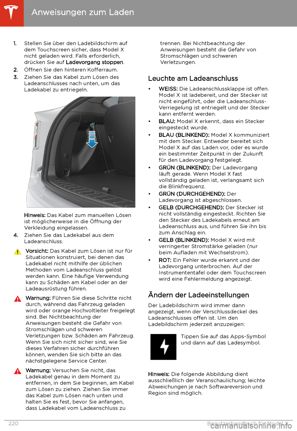 TESLA MODEL X 2020 Betriebsanleitung (in German) 1.Stellen Sie TESLA MODEL X 2020 Betriebsanleitung (in German) 1.Stellen Sie