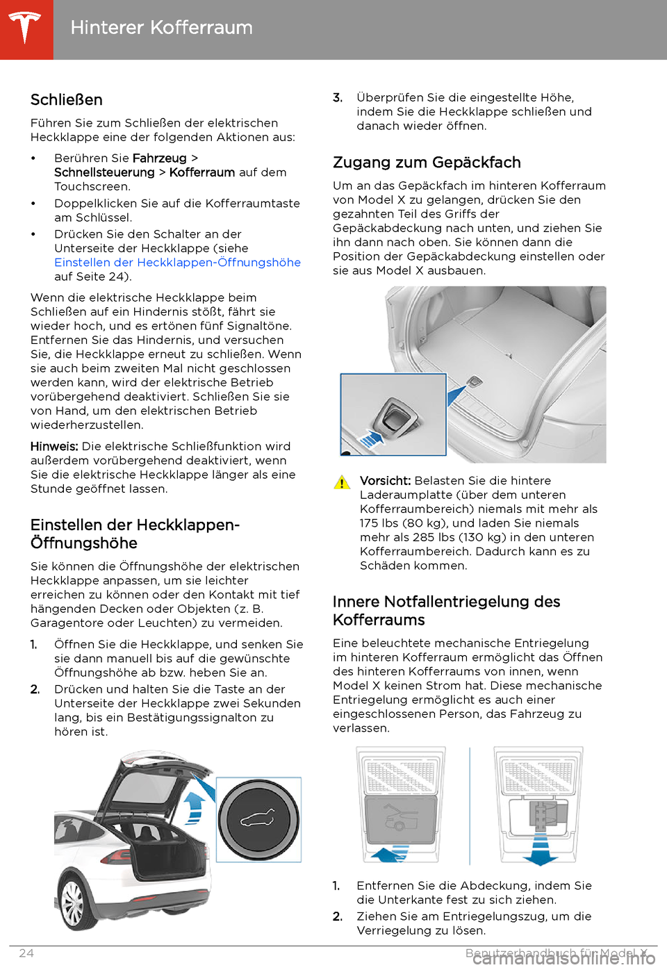 TESLA MODEL X 2020  Betriebsanleitung (in German) Schlie