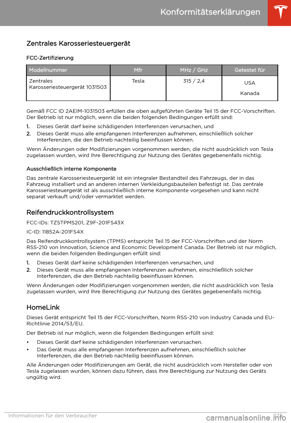 TESLA MODEL X 2020 Betriebsanleitung (in German) Zentrales Karosseriesteuerger TESLA MODEL X 2020 Betriebsanleitung (in German) Zentrales Karosseriesteuerger