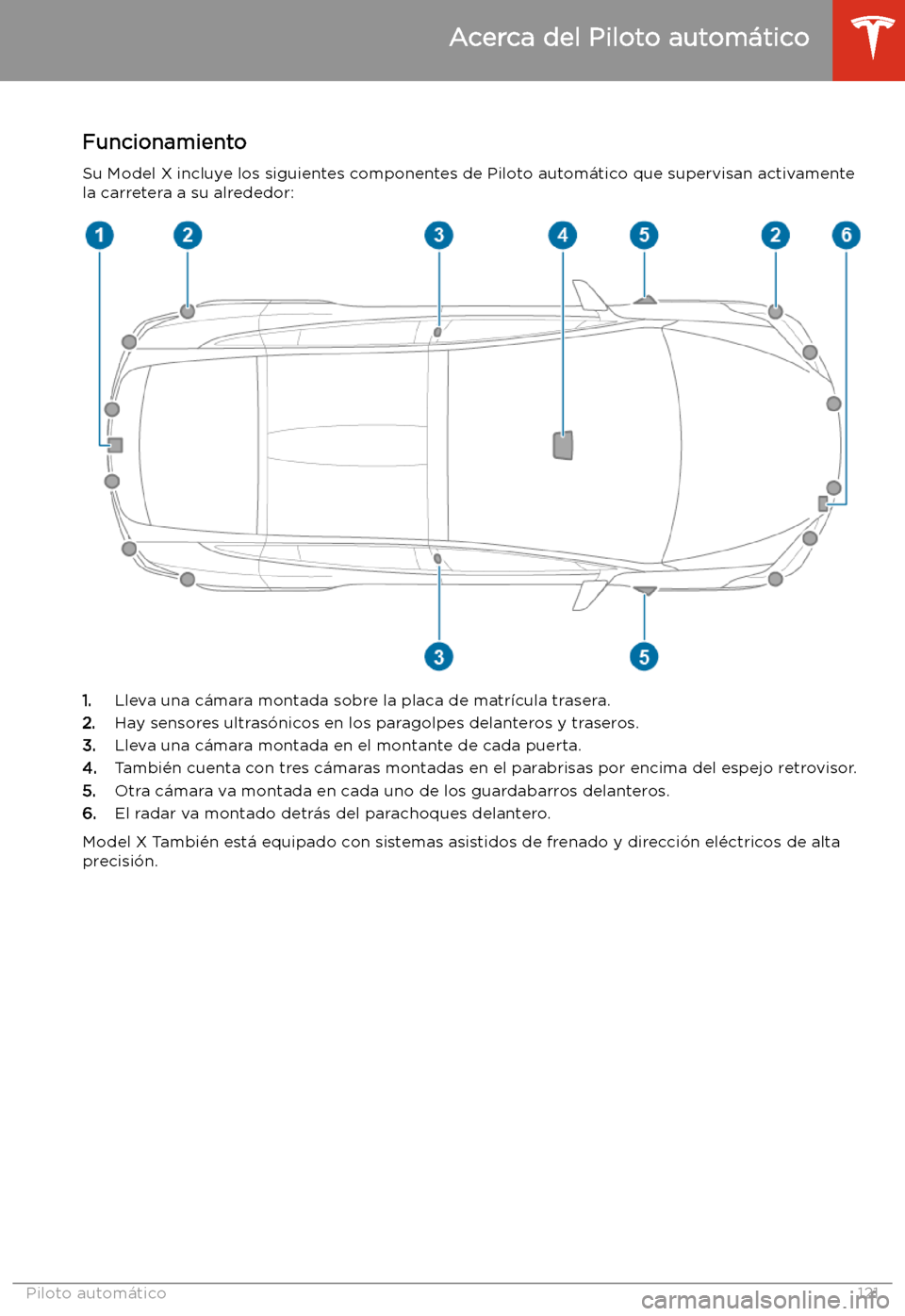 TESLA MODEL X 2020 Manual del propietario (in Spanish) Piloto autom TESLA MODEL X 2020 Manual del propietario (in Spanish) Piloto autom
