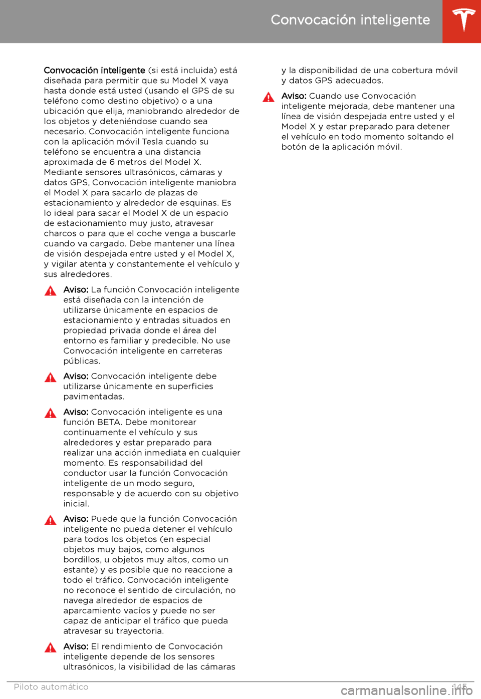 TESLA MODEL X 2020 Manual del propietario (in Spanish) Convocaci TESLA MODEL X 2020 Manual del propietario (in Spanish) Convocaci