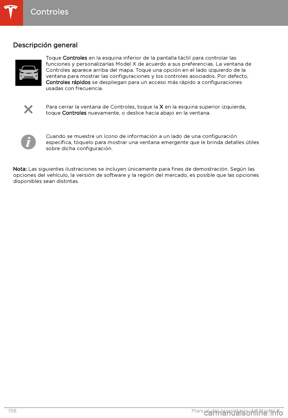 TESLA MODEL X 2020 Manual del propietario (in Spanish) Uso de la pantalla t TESLA MODEL X 2020 Manual del propietario (in Spanish) Uso de la pantalla t