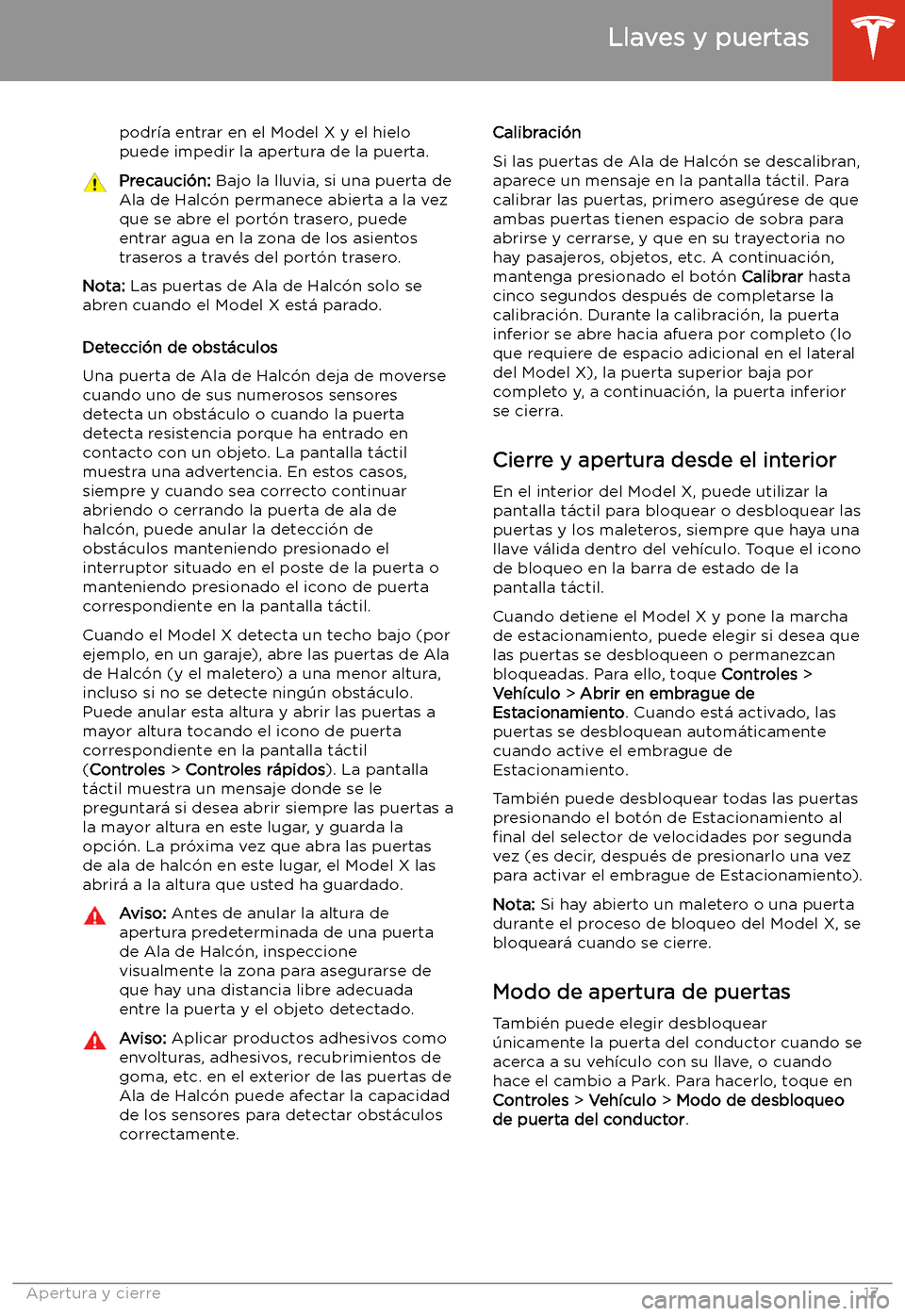 TESLA MODEL X 2020 Manual del propietario (in Spanish) podr TESLA MODEL X 2020 Manual del propietario (in Spanish) podr
