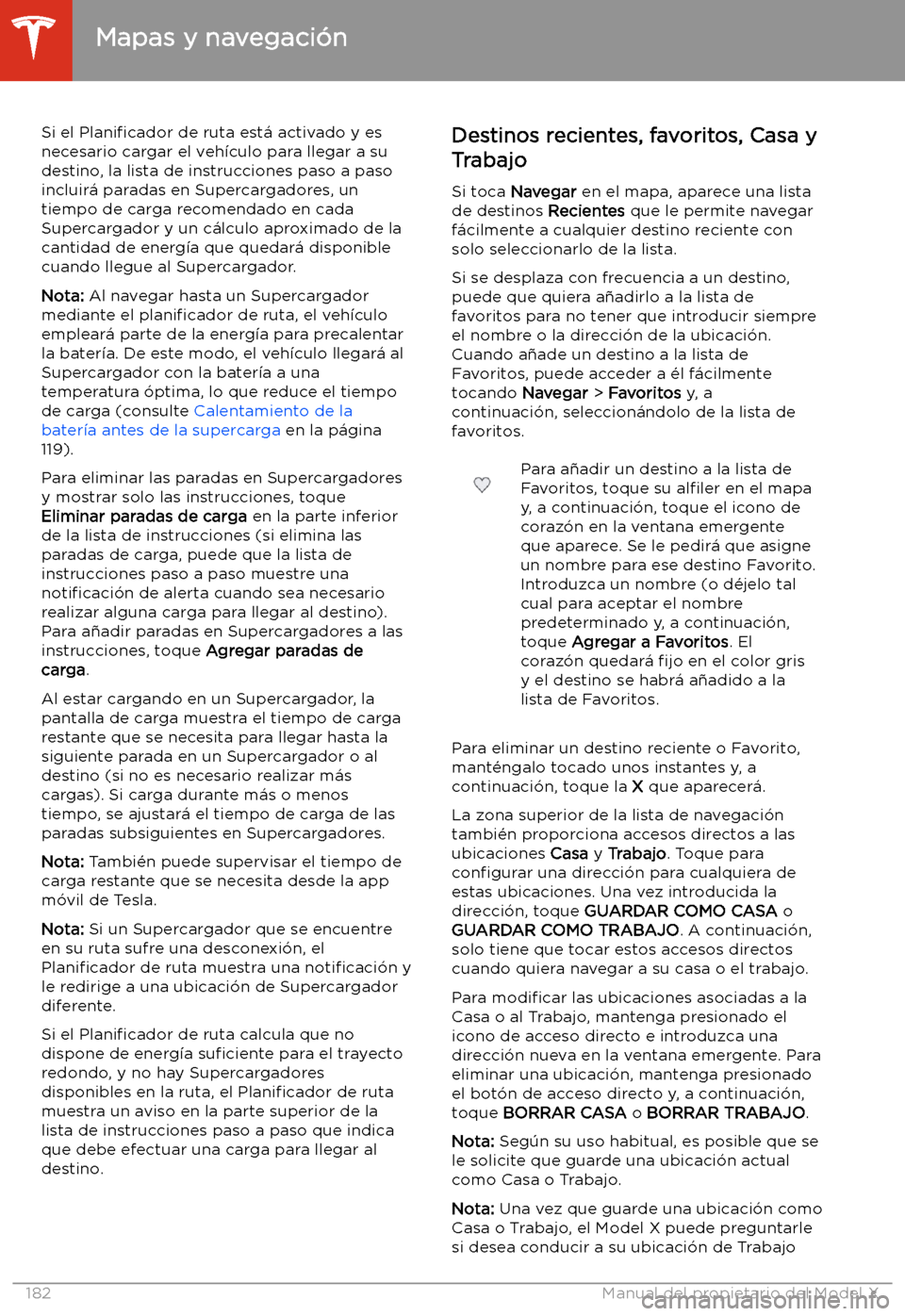 TESLA MODEL X 2020 Manual del propietario (in Spanish) Si el Plani TESLA MODEL X 2020 Manual del propietario (in Spanish) Si el Plani