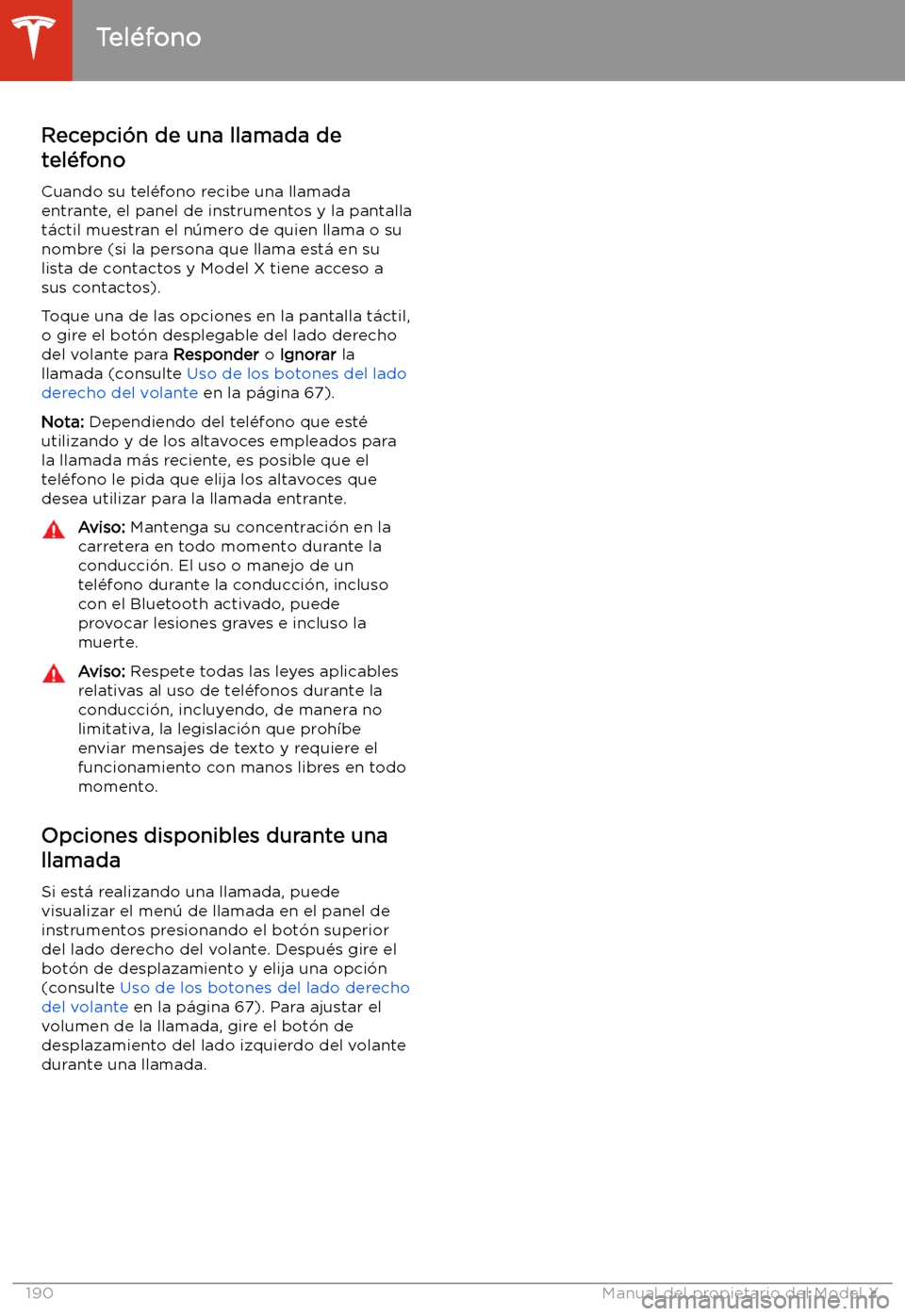 TESLA MODEL X 2020 Manual del propietario (in Spanish) Recepci TESLA MODEL X 2020 Manual del propietario (in Spanish) Recepci