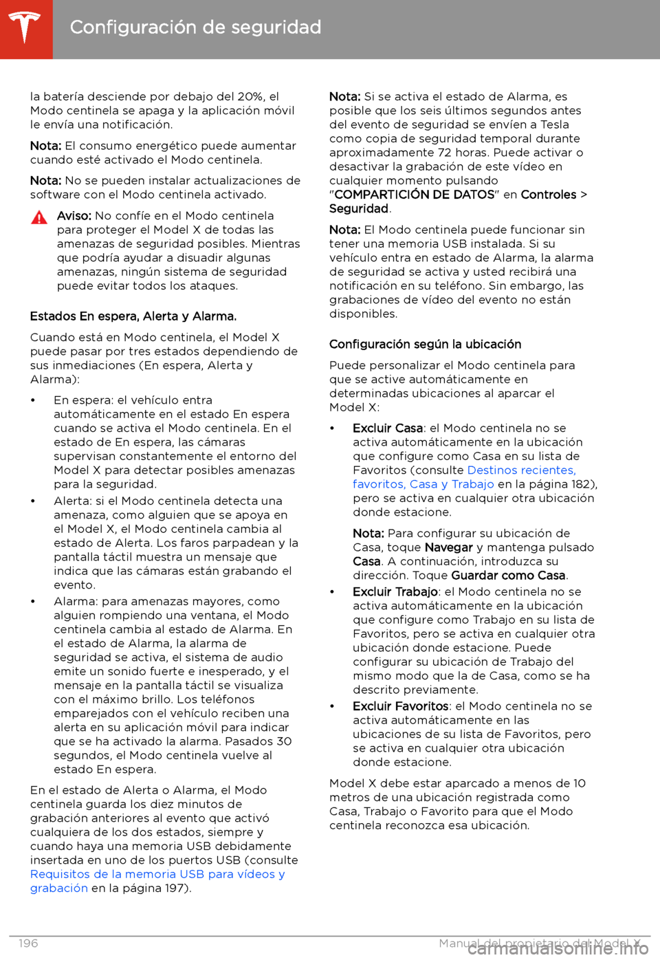 TESLA MODEL X 2020 Manual del propietario (in Spanish) la bater TESLA MODEL X 2020 Manual del propietario (in Spanish) la bater