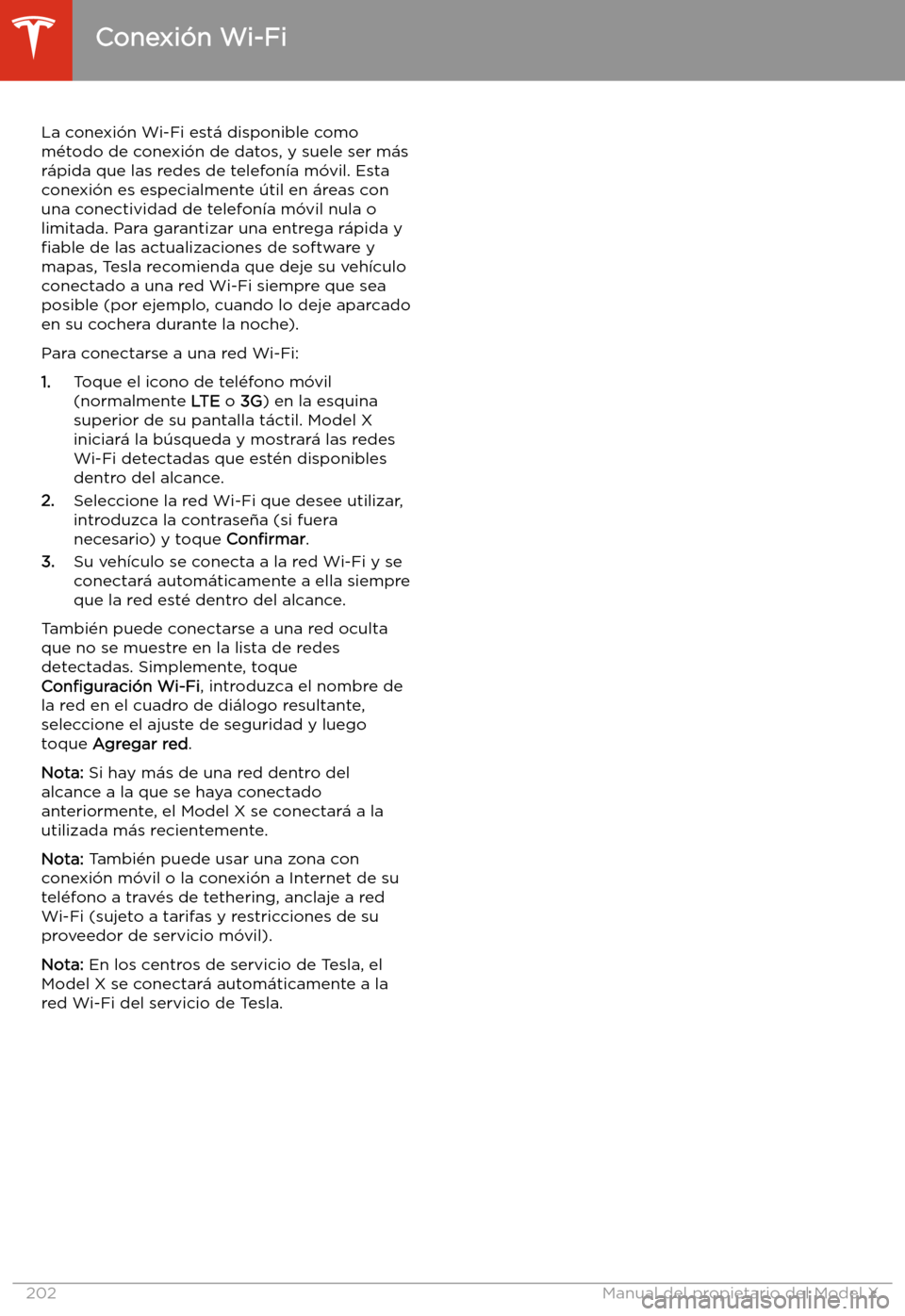 TESLA MODEL X 2020 Manual del propietario (in Spanish) Conexi TESLA MODEL X 2020 Manual del propietario (in Spanish) Conexi